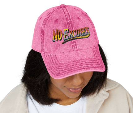 Vintage Cap with No Excuses Motif