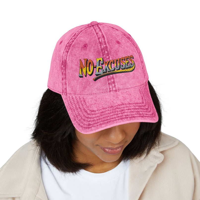 Vintage Cap with No Excuses Motif