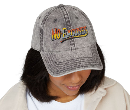 Vintage Cap with No Excuses Motif