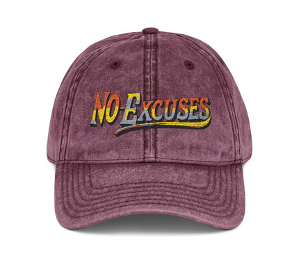 Vintage Cap with No Excuses Motif