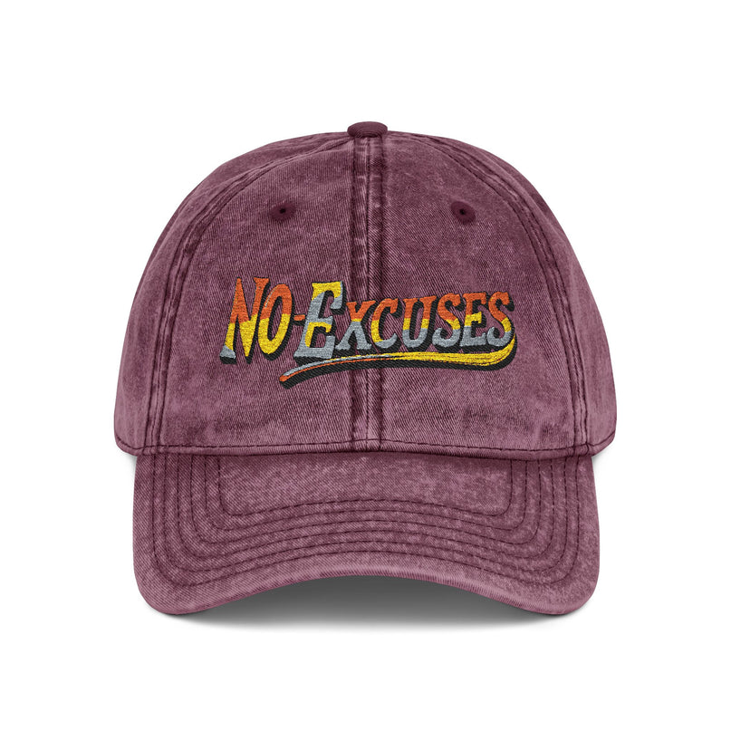 Vintage Cap with No Excuses Motif