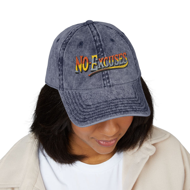 Vintage Cap with No Excuses Motif