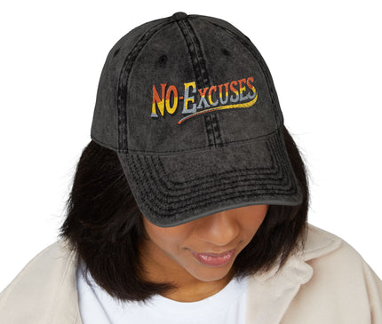 Vintage Cap with No Excuses Motif