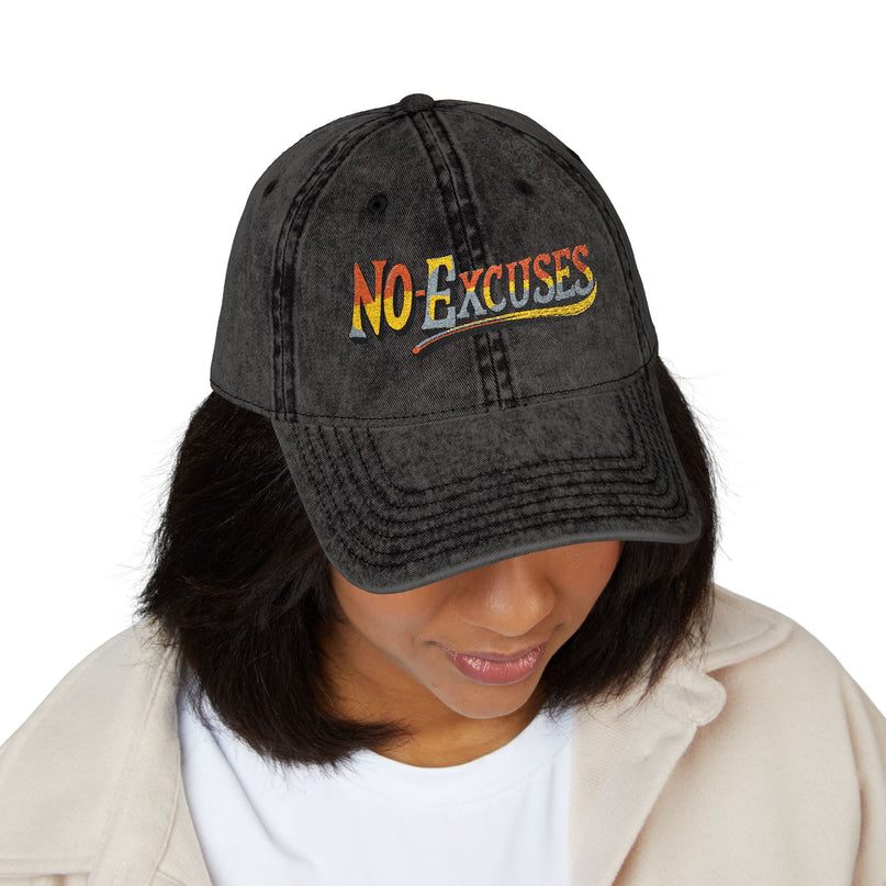 Vintage Cap with No Excuses Motif