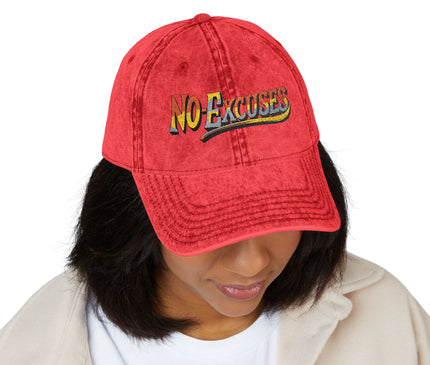 Vintage Cap with No Excuses Motif