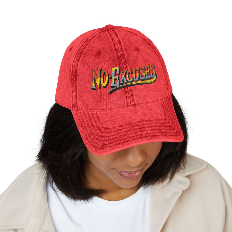 Vintage Cap with No Excuses Motif
